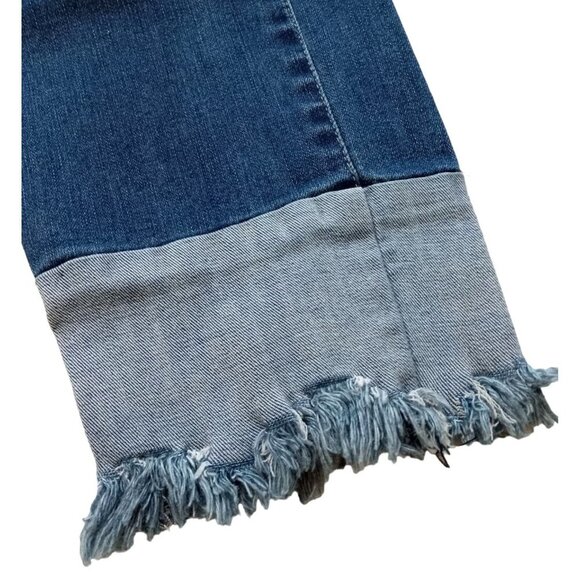 Tractr Blu Womens Cute Denim Jeans Two Tone Blue Cuff Stylish Frayed Hem Size 29 - Picture 3 of 8